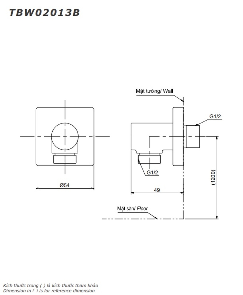 Hải Yến Home - Lựa chọn uy tín cho bạn Sản phẩm Cút nối tường TOTO TBW02013B tại Hải Yến Home