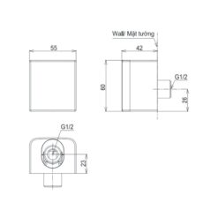 Cút nối tường TOTO TBW160N0A dòng G dáng chữ nhật