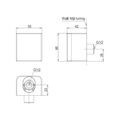 Cút nối tường TOTO TBW160N0A dòng G dáng chữ nhật