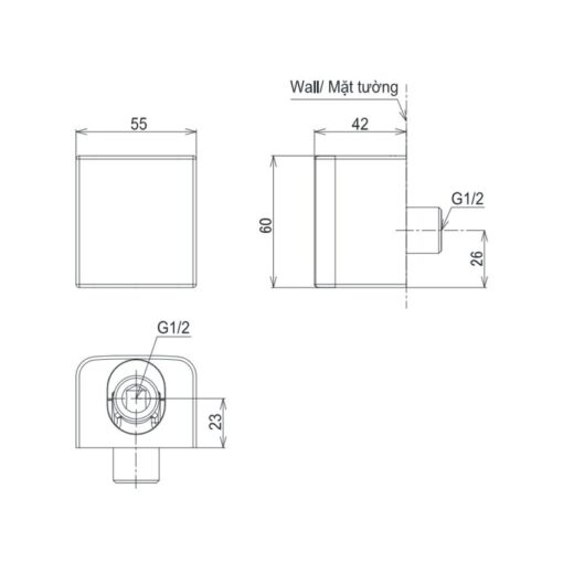 Cút nối tường TOTO TBW160N0A dòng G dáng chữ nhật