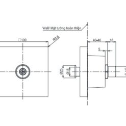 Đầu phun sen TOTO TBW08008A âm tường dòng G loại vuông 1 chế độ