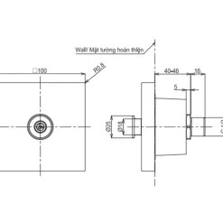 Đầu phun sen TOTO TBW08008A âm tường dòng G loại vuông 1 chế độ
