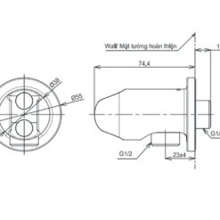 Gác sen kèm cút nối tường TOTO TBW07021A dòng G dáng tròn