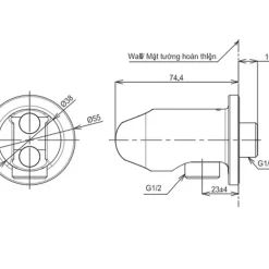 Gác sen kèm cút nối tường TOTO TBW07021A dòng G dáng tròn 13 Gác sen kèm cút nối tường TOTO TBW07021A dòng G dáng tròn