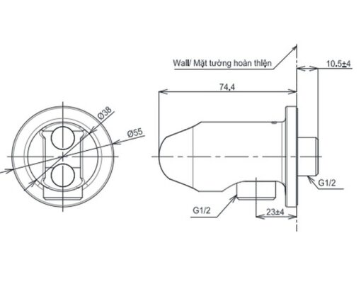 Gác sen kèm cút nối tường TOTO TBW07021A dòng G dáng tròn
