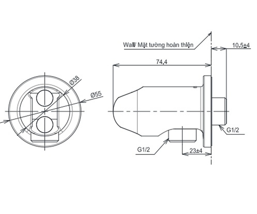 Gác sen kèm cút nối tường TOTO TBW07021A dòng G dáng tròn 20 Gác sen kèm cút nối tường TOTO TBW07021A dòng G dáng tròn