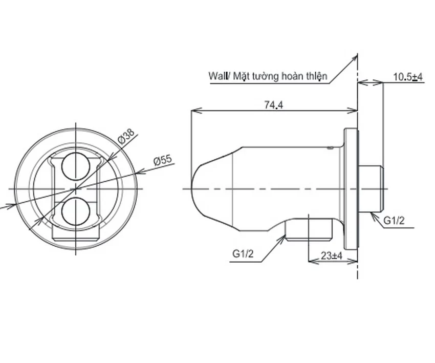 Gác sen kèm cút nối tường TOTO TBW07021A dòng G dáng tròn 20 Gác sen kèm cút nối tường TOTO TBW07021A dòng G dáng tròn