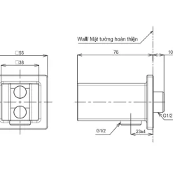 Gác sen kèm cút nối tường TOTO TBW08010A dòng G dáng vuông