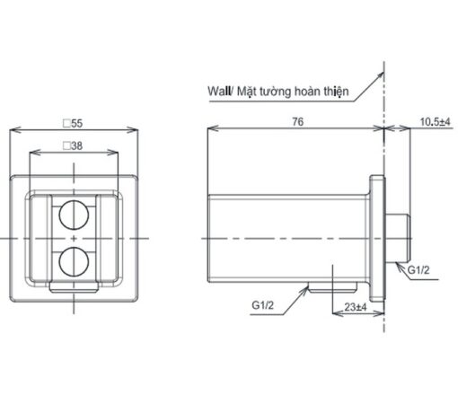 Gác sen kèm cút nối tường TOTO TBW08010A dòng G dáng vuông