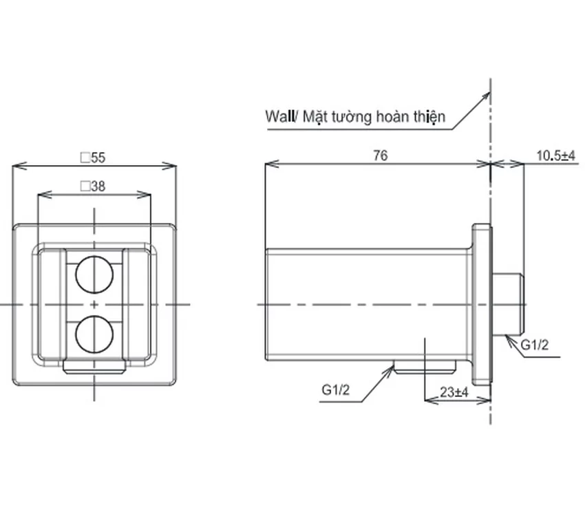 Gác sen kèm cút nối tường TOTO TBW08010A dòng G dáng vuông 4 Gác sen kèm cút nối tường TOTO TBW08010A dòng G dáng vuông