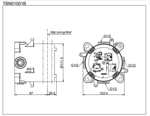 Phụ kiện âm tường TOTO TBN01001B