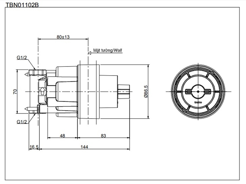 Phụ kiện âm tường TOTO TBN01102B - Ảnh 2 Phụ kiện âm tường TOTO TBN01102B Ảnh 2