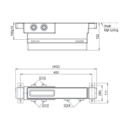 Phụ kiện âm tường TOTO TBN11BC0A (2 đường nước ra)