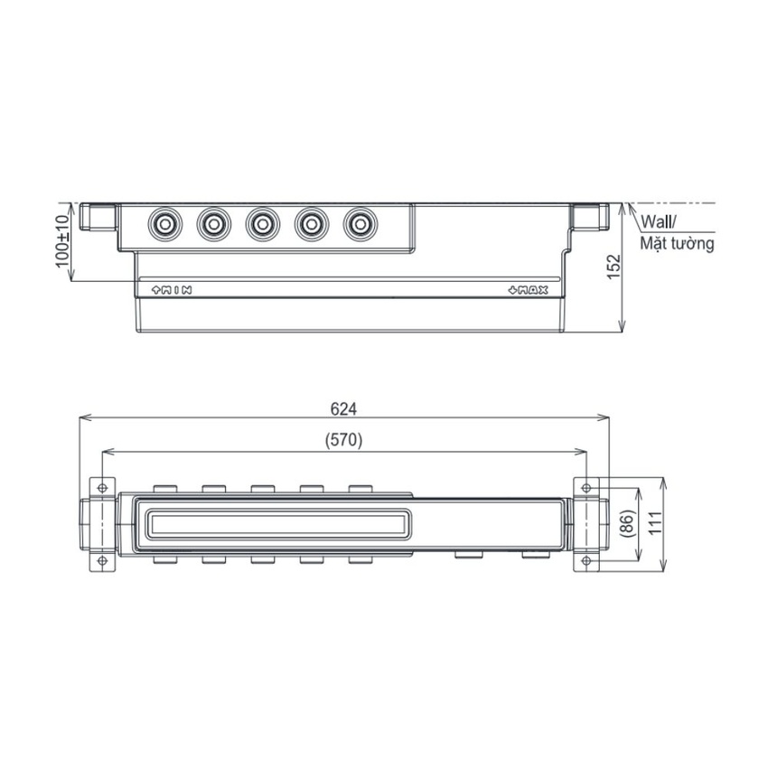 Phụ kiện âm tường TOTO TBN11HC0A (5 đường nước ra) 7 Tổng quan phụ kiện âm tường TOTO TBN11HC0A