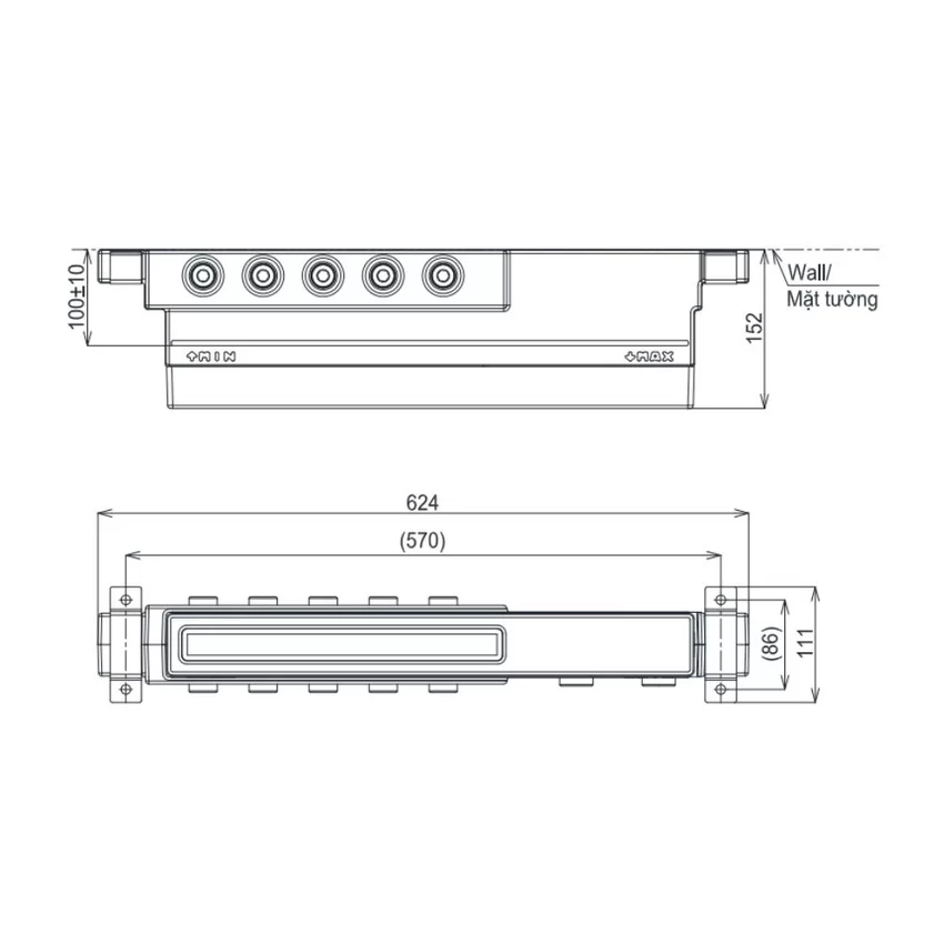 Phụ kiện âm tường TOTO TBN11HC0A (5 đường nước ra) 7 Tổng quan phụ kiện âm tường TOTO TBN11HC0A