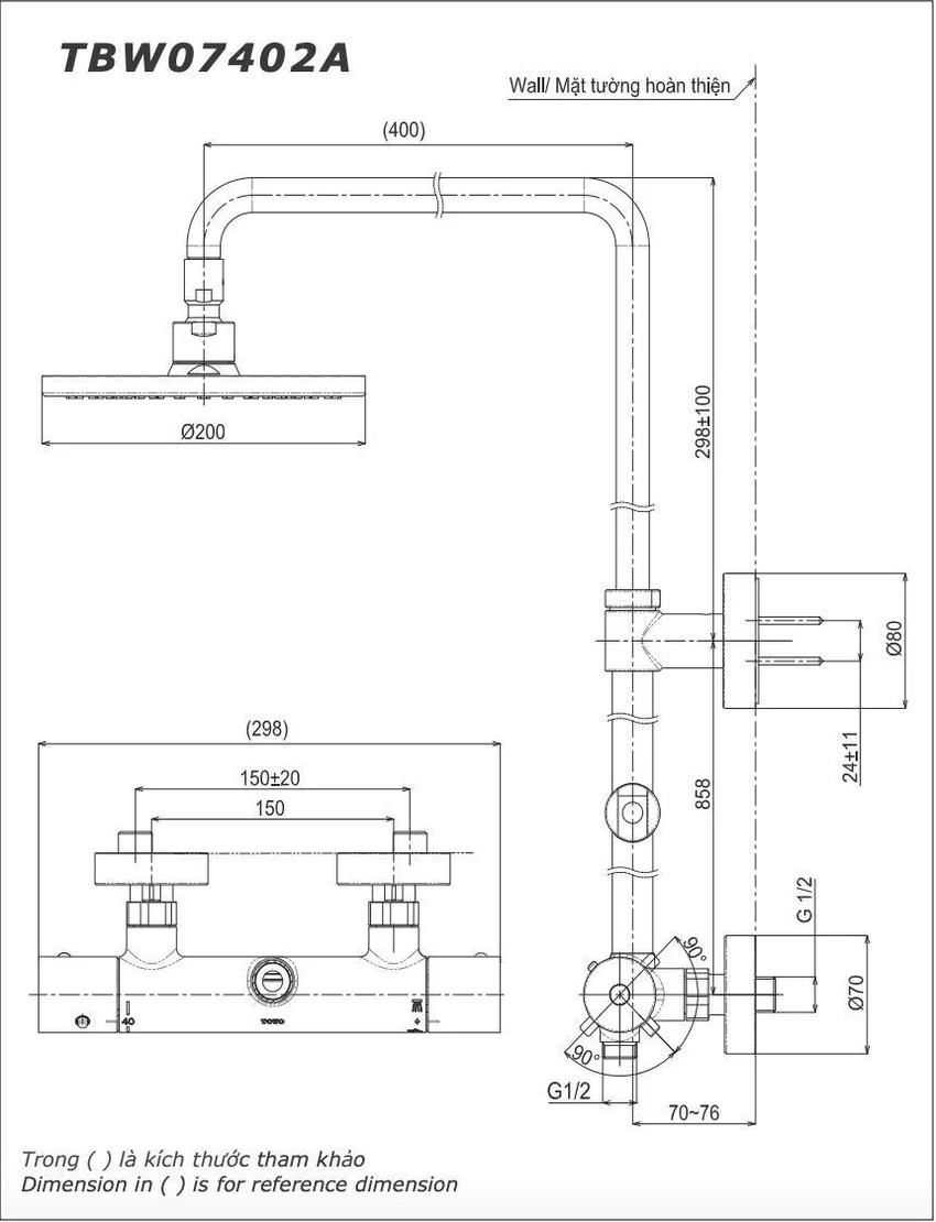 Sen cây nhiệt độ dòng G TOTO TBW07402A 8 Sen cây nhiệt độ dòng G TOTO TBW07402A