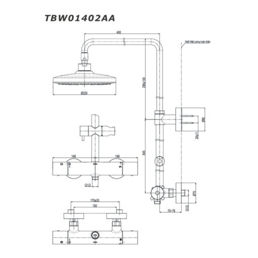 Sen cây nhiệt độ TOTO TBW01402AA dòng G (không xả bồn)