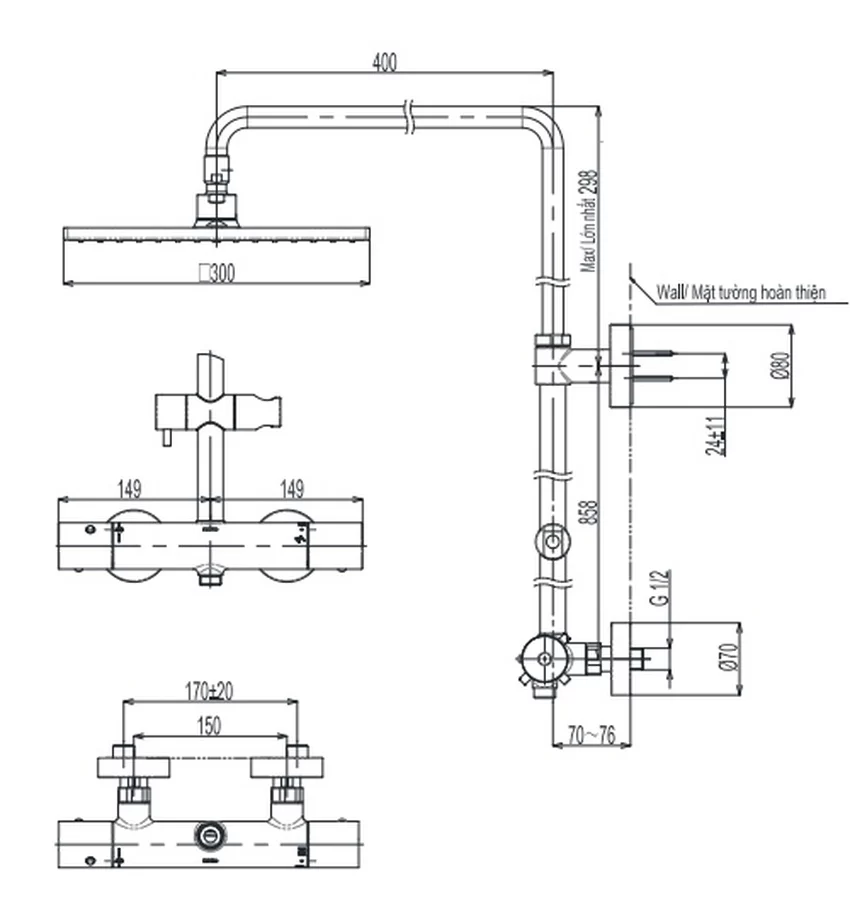 Sen cây nhiệt độ TOTO TBW08406A dòng G Sen cây nhiệt độ TOTO TBW08406A dòng G - Hình 4