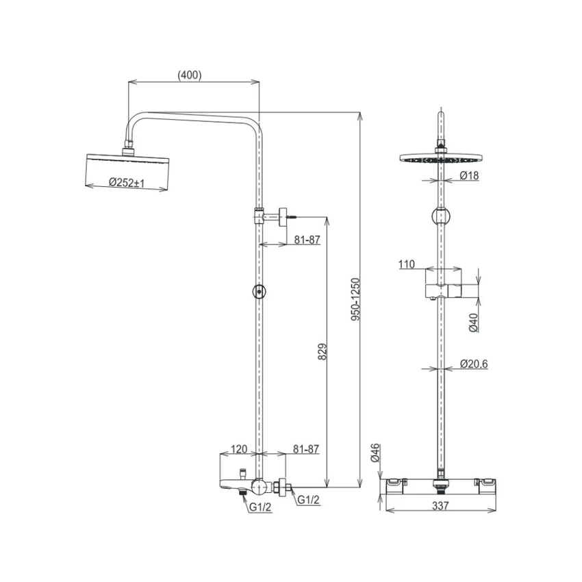 Sen cây nhiệt độ TOTO TBW11440V (kèm vòi xả bồn) 9 Sen cây nhiệt độ TOTO TBW11440V (kèm vòi xả bồn)