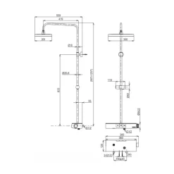 Sen cây nhiệt độ TOTO TBW12400V (kèm vòi xả bồn và kệ để đồ) 13 Sen cây nhiệt độ TOTO TBW12400V (kèm vòi xả bồn và kệ để đồ)