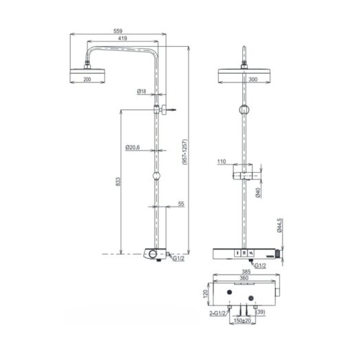 Sen cây nhiệt độ TOTO TBW12400V (kèm vòi xả bồn và kệ để đồ)