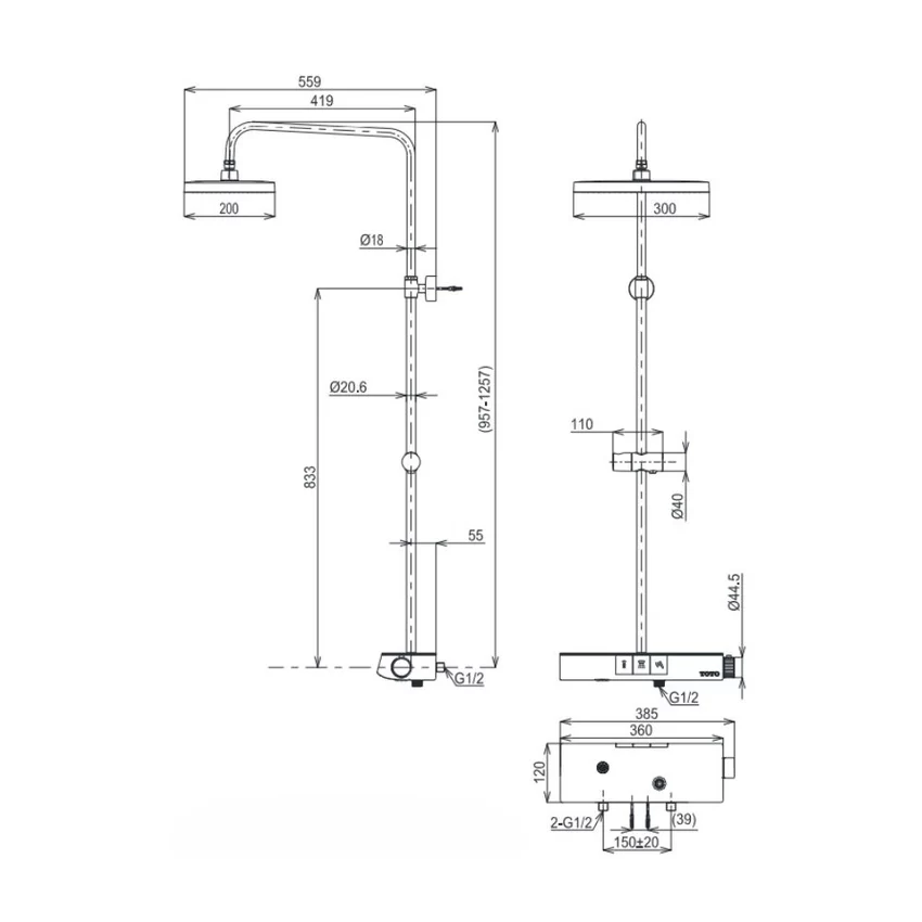 Cận Cảnh Sen Cây Nhiệt Độ TOTO TBW12400V Cận Cảnh Sen Cây Nhiệt Độ TOTO TBW12400V