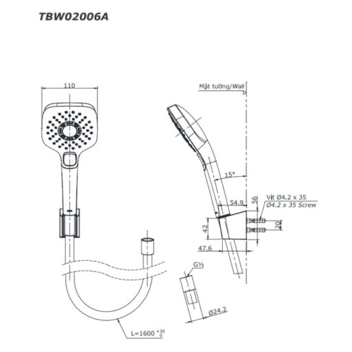 Tay sen tắm 3 chế độ TOTO TBW02006A