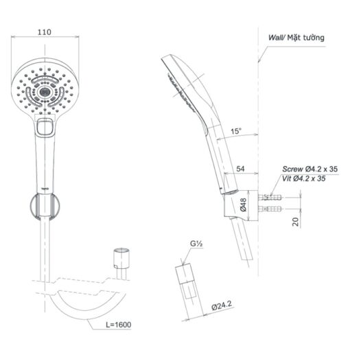 Tay sen tắm TOTO TBW01035V (3 chế độ) phun sương MistSpa