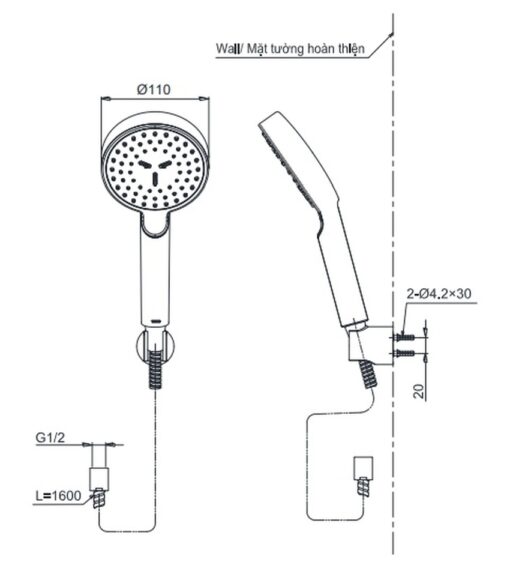 Tay sen tắm TOTO TBW07008A (1 chế độ)