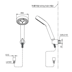 Tay sen tắm TOTO TBW07011A (1 chế độ) 13 Tay sen tắm TOTO TBW07011A (1 chế độ)