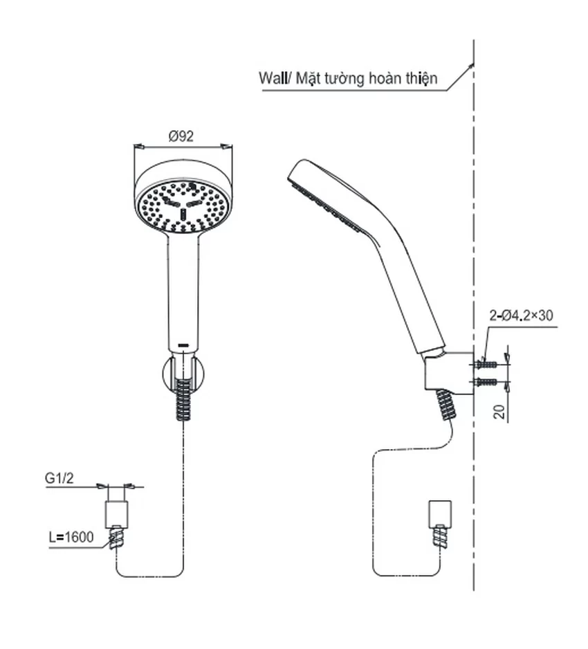Tay sen tắm TOTO TBW07011A (1 chế độ) 6 Tay sen tắm TOTO TBW07011A (1 chế độ)