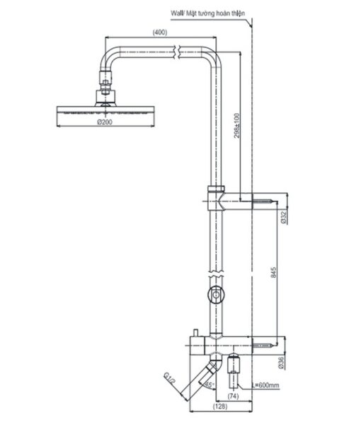 Thân sen cây TOTO TBW07005A dòng G dáng tròn 200mm