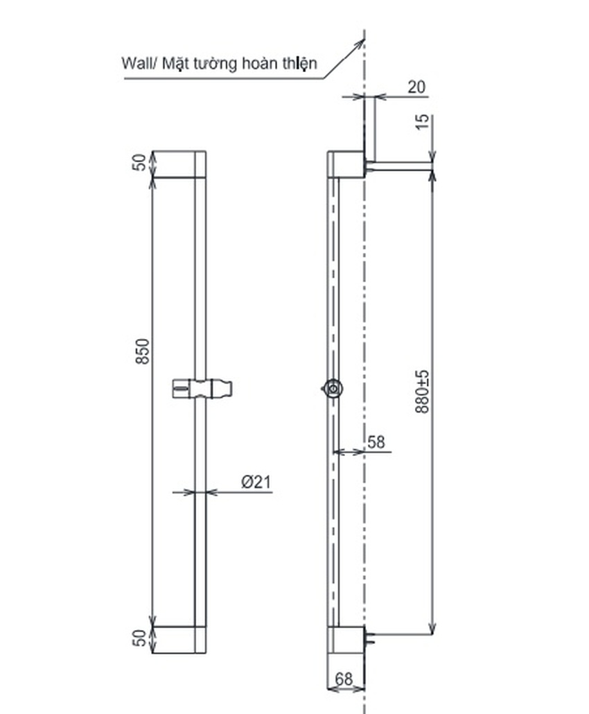 Thanh trượt sen tắm TOTO TBW07018A 950 mm Thanh trượt sen tắm TOTO TBW07018A 950 mm - Image 6
