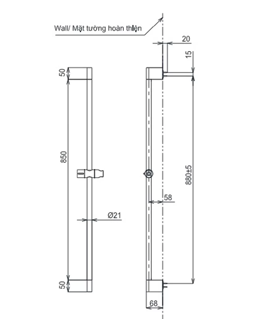 Thanh trượt sen tắm TOTO TBW07018A 950 mm Thanh trượt sen tắm TOTO TBW07018A 950 mm - Image 6