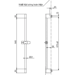 Thanh trượt sen tắm TOTO TBW07019A (740 mm)