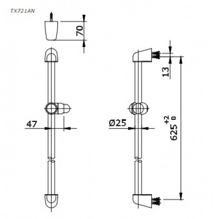 Thanh trượt sen tắm TOTO TX721AN - SKU TX721AN Hình ảnh sản phẩm Thanh trượt sen tắm TOTO TX721AN