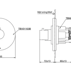Van chuyển hướng 2 đường nước TOTO TBV01103B kèm phụ kiện âm tường TBN01102B 10 Van chuyển hướng 2 đường nước TOTO TBV01103B kèm phụ kiện âm tường TBN01102B