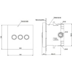 Van chuyển hướng 3 đường nước nút nhấn TOTO TBV02105B kèm phụ kiện âm tường TBN01001B