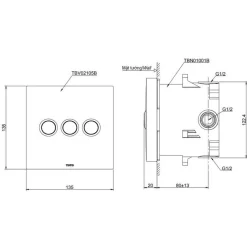 Van chuyển hướng 3 đường nước nút nhấn TOTO TBV02105B kèm phụ kiện âm tường TBN01001B