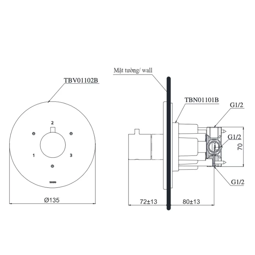 Phụ kiện âm tường TBN01101B Phụ kiện âm tường TBN01101B