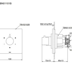 Van chuyển hướng 3 đường nước TOTO TBV02102B kèm phụ kiện âm tường TBN01101B