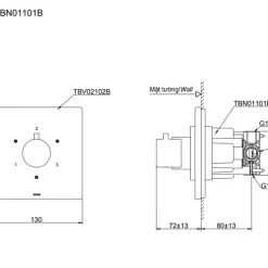 Van chuyển hướng 3 đường nước TOTO TBV02102B kèm phụ kiện âm tường TBN01101B