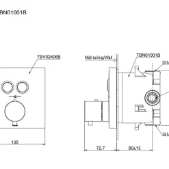 Van điều chỉnh nhiệt độ kèm van chuyển hướng 2 đường nước TOTO TBV02406B 15 Van điều chỉnh nhiệt độ kèm van chuyển hướng 2 đường nước TOTO TBV02406B