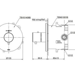 Van điều chỉnh nhiệt độ TOTO TBV01406B kèm phụ kiện âm tường TBN01001B