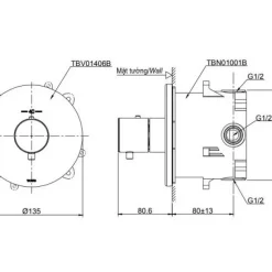 Van điều chỉnh nhiệt độ TOTO TBV01406B kèm phụ kiện âm tường TBN01001B 8 Van điều chỉnh nhiệt độ TOTO TBV01406B kèm phụ kiện âm tường TBN01001B