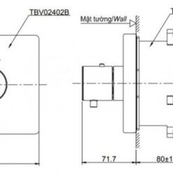 Van điều chỉnh nhiệt độ TOTO TBV02402B kèm phụ kiện âm tường TBN01001B