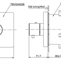 Van điều chỉnh nhiệt độ TOTO TBV02402B kèm phụ kiện âm tường TBN01001B