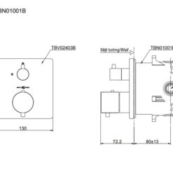 Van điều chỉnh nhiệt độ TOTO TBV02403B kèm phụ kiện âm tường TBN01001B