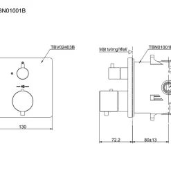 Van điều chỉnh nhiệt độ TOTO TBV02403B kèm phụ kiện âm tường TBN01001B 9 Van điều chỉnh nhiệt độ TOTO TBV02403B kèm phụ kiện âm tường TBN01001B
