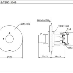 Van dừng TOTO TBV01101B kèm phụ kiện âm tường TBN01104B
